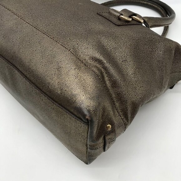 Cole Haan Metallic Bronze Leather Convertible Satchel - Picture 8 of 10